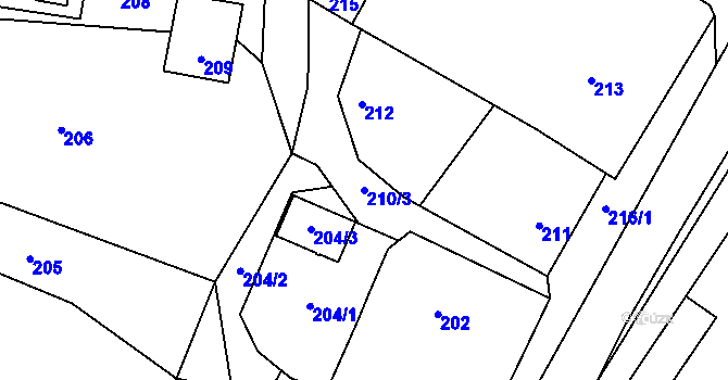 Parcela st. 210/3 v KÚ Stonařov, Katastrální mapa