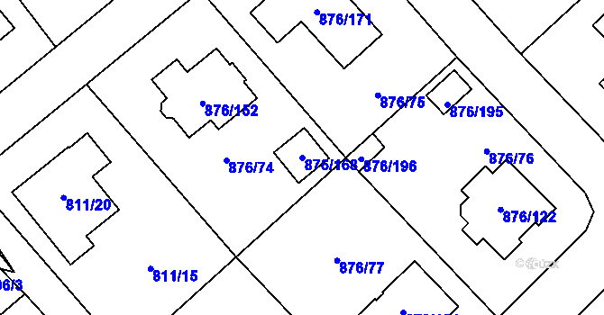 Parcela st. 876/168 v KÚ Stonařov, Katastrální mapa
