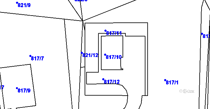 Parcela st. 817/10 v KÚ Stonařov, Katastrální mapa