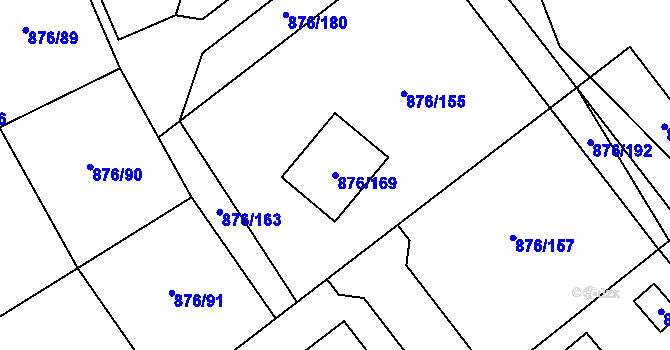 Parcela st. 876/169 v KÚ Stonařov, Katastrální mapa