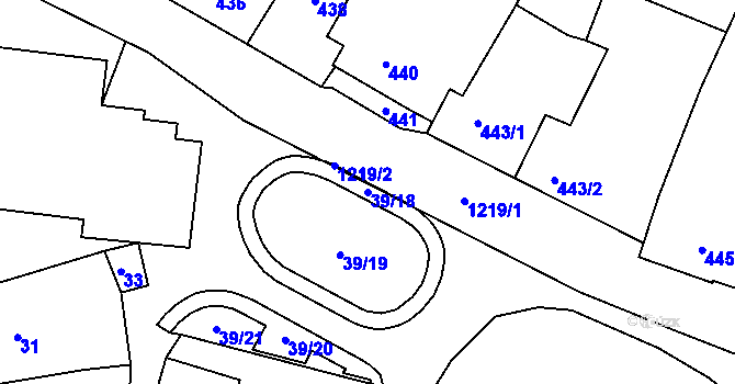 Parcela st. 39/18 v KÚ Stonařov, Katastrální mapa