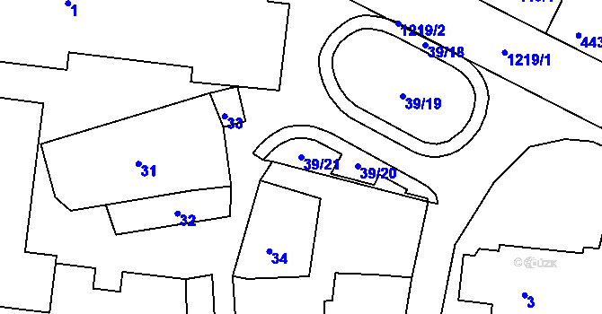 Parcela st. 39/21 v KÚ Stonařov, Katastrální mapa