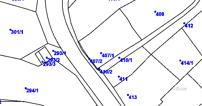 Parcela st. 407/1 v KÚ Stonařov, Katastrální mapa