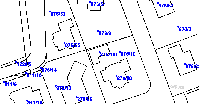 Parcela st. 876/181 v KÚ Stonařov, Katastrální mapa
