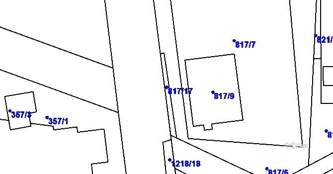 Parcela st. 817/17 v KÚ Stonařov, Katastrální mapa
