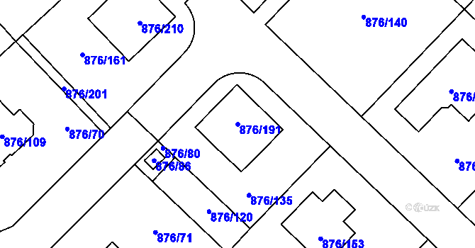 Parcela st. 876/191 v KÚ Stonařov, Katastrální mapa