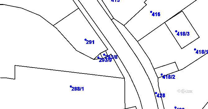 Parcela st. 293/8 v KÚ Stonařov, Katastrální mapa