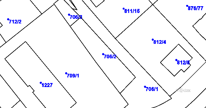 Parcela st. 706/2 v KÚ Stonařov, Katastrální mapa