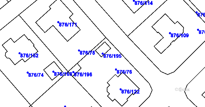 Parcela st. 876/195 v KÚ Stonařov, Katastrální mapa