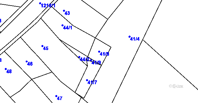 Parcela st. 41/8 v KÚ Stonařov, Katastrální mapa