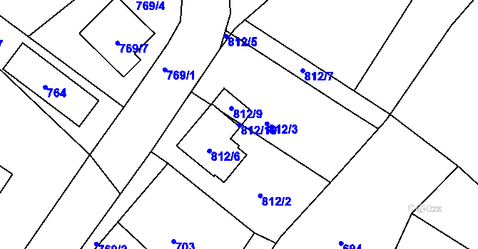 Parcela st. 812/10 v KÚ Stonařov, Katastrální mapa