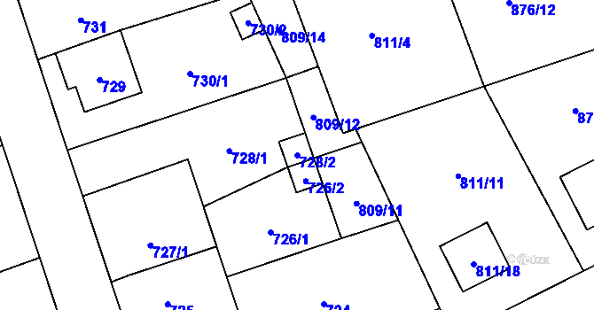 Parcela st. 728/2 v KÚ Stonařov, Katastrální mapa