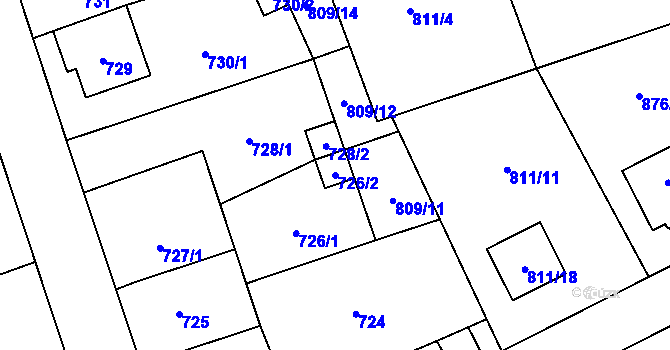 Parcela st. 726/2 v KÚ Stonařov, Katastrální mapa