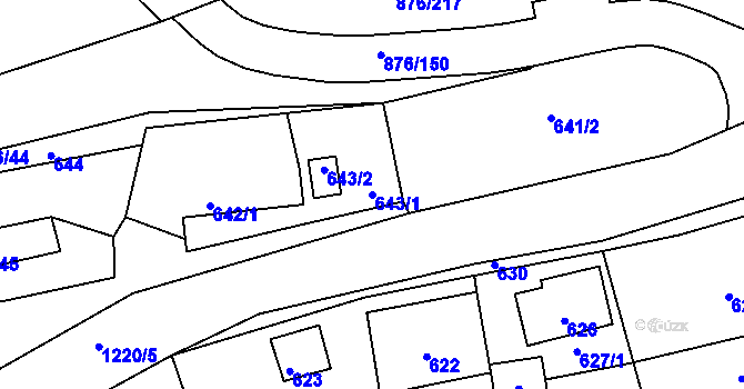 Parcela st. 643/1 v KÚ Stonařov, Katastrální mapa