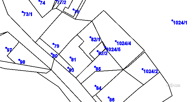 Parcela st. 82/2 v KÚ Stonařov, Katastrální mapa