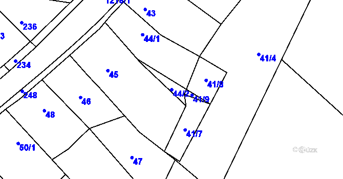 Parcela st. 44/2 v KÚ Stonařov, Katastrální mapa