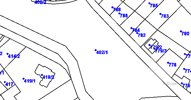 Parcela st. 402/1 v KÚ Stonařov, Katastrální mapa