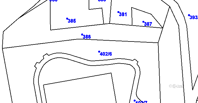 Parcela st. 402/6 v KÚ Stonařov, Katastrální mapa