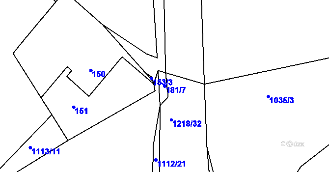 Parcela st. 181/7 v KÚ Stonařov, Katastrální mapa