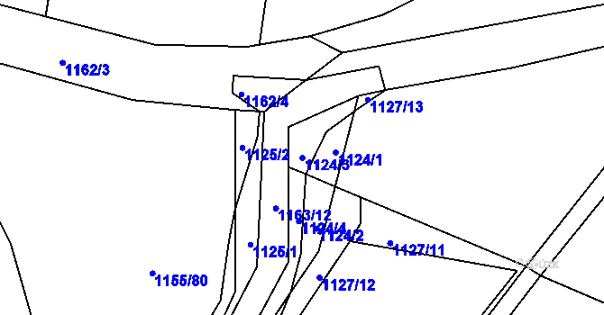 Parcela st. 1124/3 v KÚ Stonařov, Katastrální mapa