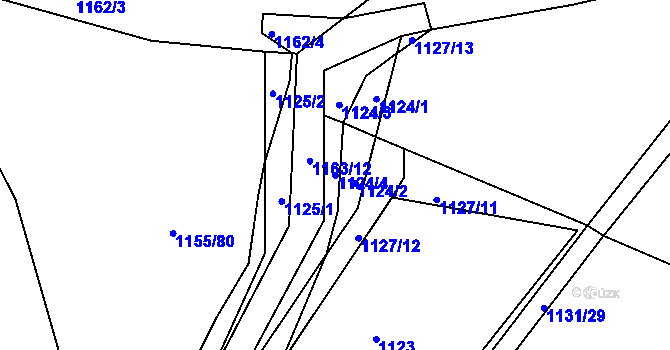 Parcela st. 1124/4 v KÚ Stonařov, Katastrální mapa