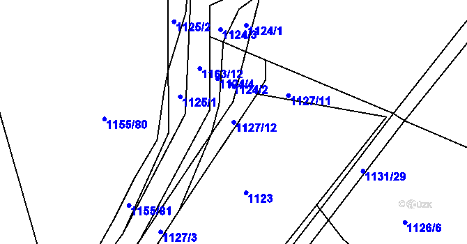 Parcela st. 1127/12 v KÚ Stonařov, Katastrální mapa