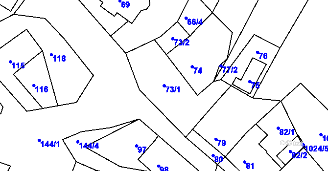 Parcela st. 73/1 v KÚ Stonařov, Katastrální mapa