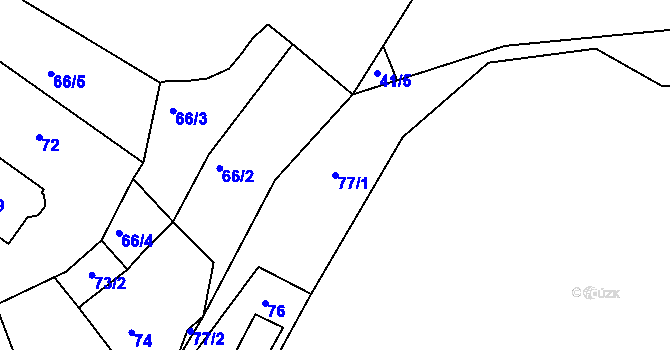 Parcela st. 77/1 v KÚ Stonařov, Katastrální mapa
