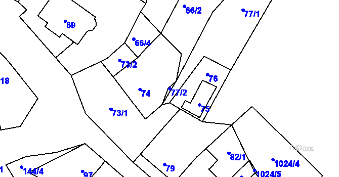 Parcela st. 77/2 v KÚ Stonařov, Katastrální mapa