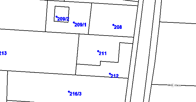 Parcela st. 211 v KÚ Stonava, Katastrální mapa