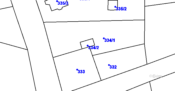 Parcela st. 334/2 v KÚ Stonava, Katastrální mapa