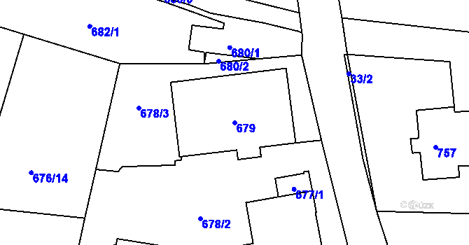 Parcela st. 679 v KÚ Stonava, Katastrální mapa
