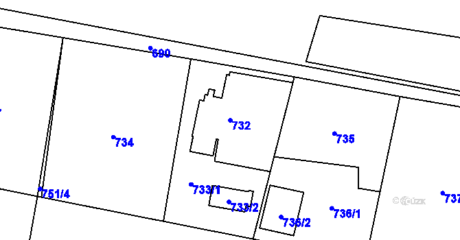 Parcela st. 732 v KÚ Stonava, Katastrální mapa