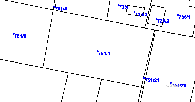 Parcela st. 751/1 v KÚ Stonava, Katastrální mapa