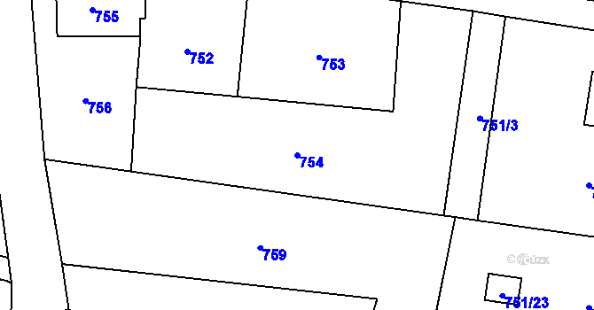 Parcela st. 754 v KÚ Stonava, Katastrální mapa