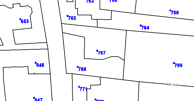 Parcela st. 767 v KÚ Stonava, Katastrální mapa