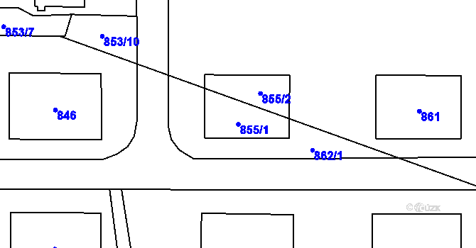 Parcela st. 855/1 v KÚ Stonava, Katastrální mapa
