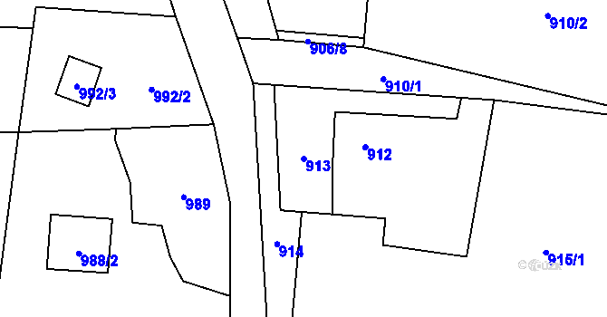 Parcela st. 913 v KÚ Stonava, Katastrální mapa