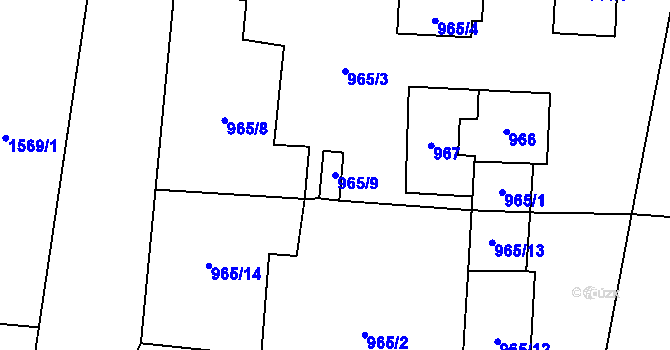 Parcela st. 965/9 v KÚ Stonava, Katastrální mapa
