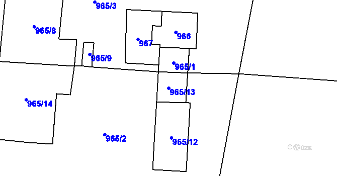 Parcela st. 965/13 v KÚ Stonava, Katastrální mapa