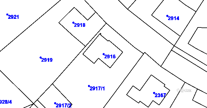 Parcela st. 2916 v KÚ Stonava, Katastrální mapa