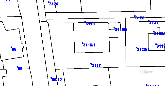 Parcela st. 3116/1 v KÚ Stonava, Katastrální mapa