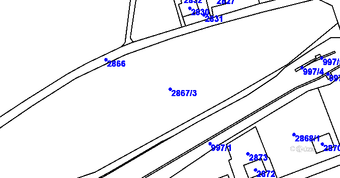 Parcela st. 2867/3 v KÚ Stonava, Katastrální mapa