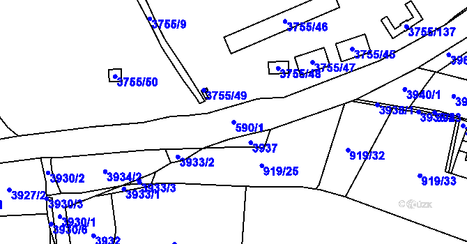 Parcela st. 590/1 v KÚ Stonava, Katastrální mapa