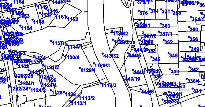 Parcela st. 443/32 v KÚ Stonava, Katastrální mapa