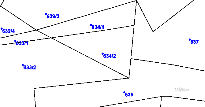 Parcela st. 634/2 v KÚ Stonava, Katastrální mapa