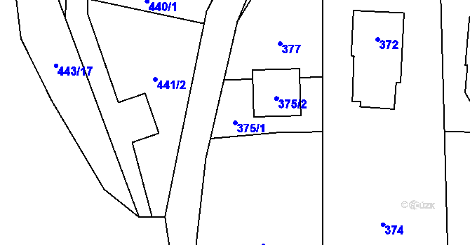 Parcela st. 375/1 v KÚ Stonava, Katastrální mapa