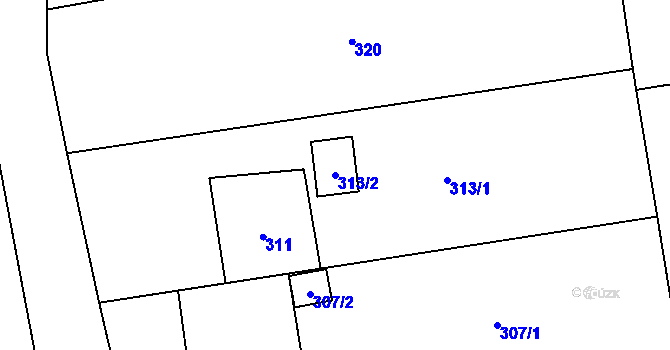 Parcela st. 313/2 v KÚ Stonava, Katastrální mapa