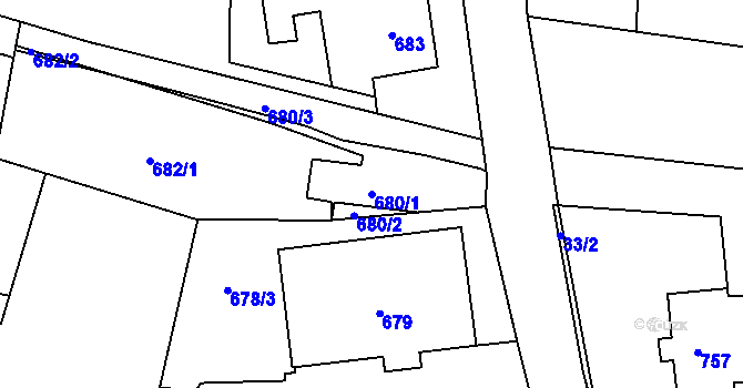 Parcela st. 680/1 v KÚ Stonava, Katastrální mapa
