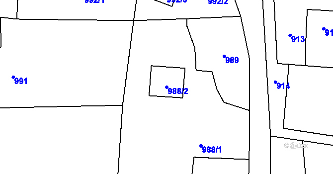 Parcela st. 988/2 v KÚ Stonava, Katastrální mapa
